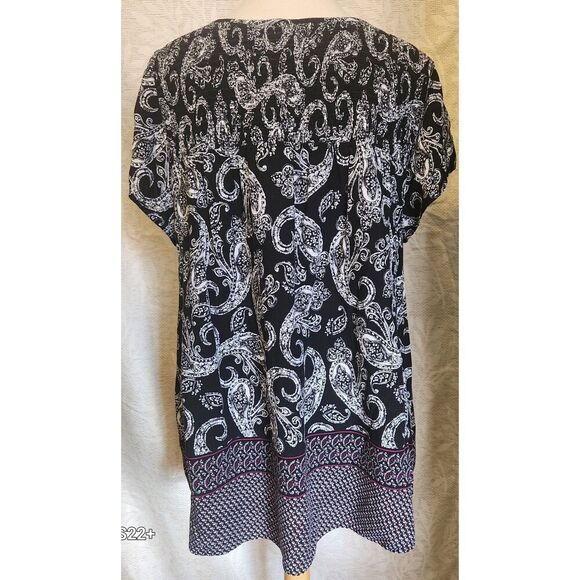 F34 Faded Glory navy and white paisley blouse Sz 3X - Picture 7 of 11